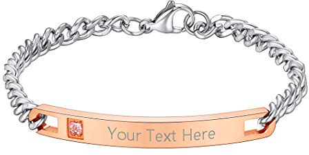 Richsteel Edelstahl Damen Panzerarmband mit Gravur Rosegold Armbänder 20m mit Zirkonia für Mama Ehefrau Freundin Tochter