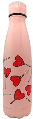 NERTHUS Bouteille Isotherme Double paroi pour friandises et Boissons Chaudes Design cœurs en Acier Inoxydable 500 ML sans BPA, 18/8, Cœur