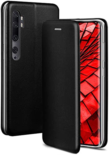 ONEFLOW Business Case für Xiaomi Mi Note 10/Note 10 Pro Handyhülle klappbar mit Standfunktion, Klapphülle Flipcase Cover Dünn, PU Leder Hülle mit Kartenfach, 360 Grad Schutzhülle, Schwarz