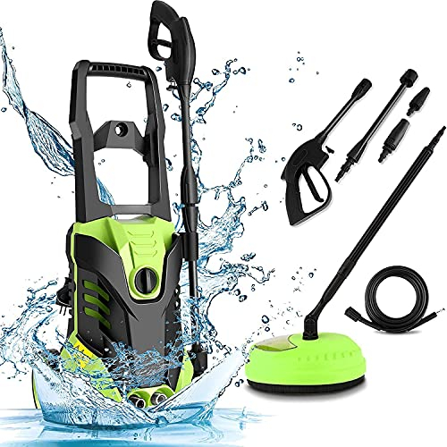 COOCHEER Nettoyeur Haute Pression, 2000W Nettoyeur à Haute Pression 150 Bars 450L/h, pour la Voiture, Maison, Terrasse, Jardin, Vert