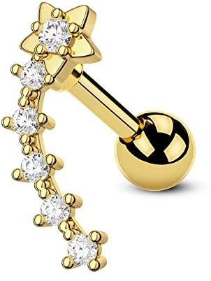 CM Crareesi Mania Stern Helix Ohrringe: 16G Gold 316L Edelstahl fnfwinzige klare CZ Helix Ohrringe Conch Lobe Piercing Schmuck fr Mdchen und Damen