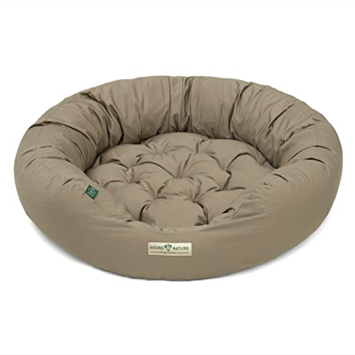 HOUND & NATURE Öko Hundebett St. Moritz - rund, kuschelig und waschbar, Donut Hundekorb für große Hunde (L - 95x90 cm - Taupe)