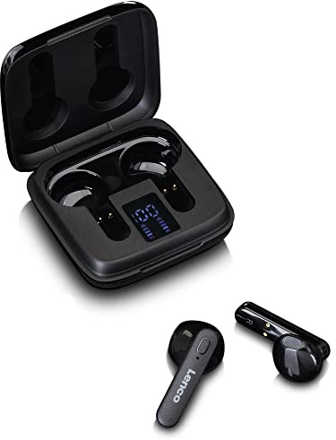 Lenco EPB-430BK - True Wireless In Ear Kopfhörer mit Bluetooth - Wireless Ear Buds - Kabelloses Aufladen - USB-C Charging - Lade-Case mit Anzeige - Schwarz