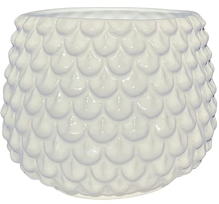 Nordring Retro Übertopf Vintage Pflanztopf für Zimmerplanzen Blumentopf Pino L (16,5 cm ø), weiß, Keramik