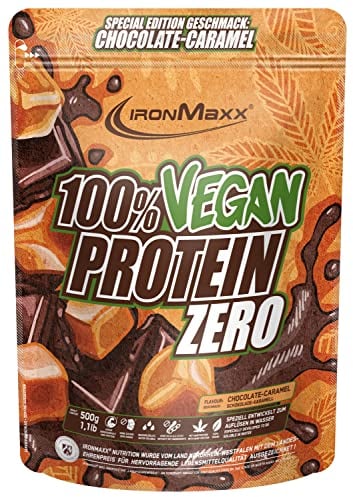 IronMaxx 100% Vegan Protein Zero - Chocolate-Caramel 500g | zuckerfreies und proteinreiches Eiweißpulver aus 4 Komponenten | veganes Proteinpulver ohne Aspartam