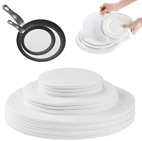 Thick Felt Plate Dividers, 72 Pack Felt Plate China Storage Dividers Protectors Round Plate Separators Pads with 3 Sizes, Dish Storage Protectors Pads for Packing Stacking Cookware (White)