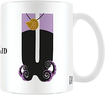 The Little Mermaid Disney Alphabet Taza personalizada (U for Ursula Design) Taza de café de cerámica de 325 ml en caja de regalo de Disney – Mercancía oficial, blanco/morado/negro