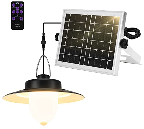 ENCOFT Lampada a Sospensione Solare, 3 Modalità Lampada Solare LED da Esterno con Sensore di Movimento, 30LEDs Impermeabile Luminosità Regolabile Luce Solare con Telecomando, Bianco Caldo