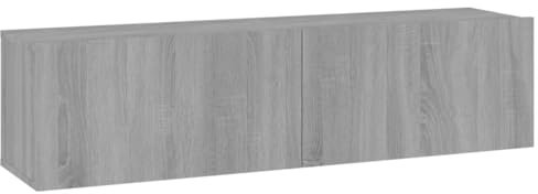 vidaXL TV Wall Cabinet - Stylish Grey Sonoma, 120x30x30 cm Engineered Wood - Easy-to-Clean, Durable Material, Ample Storage, User-Friendly Design. Suitable for Living Room, Practical Unit.
