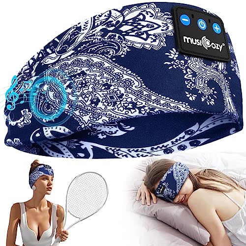 MUSICOZY Sleep Headphones Headband Bluetooth Soft Headphones for Sleeping & Sport with Thin Speakers,Wireless Music Earphones Tech Gifts for Men Women Teens Yoga Workout Fitness Relax Travel