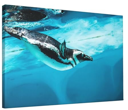 Ousika Humboldt Pinguin, auch Peruanischer Pinguin genannt, Leinwand-Kunst, moderne Drucke, Kunstwerk, Poster, Wandgemälde, Heimdekoration für Wohnzimmer, Schlafzimmer, Küche, 45,7 x 30,5 cm