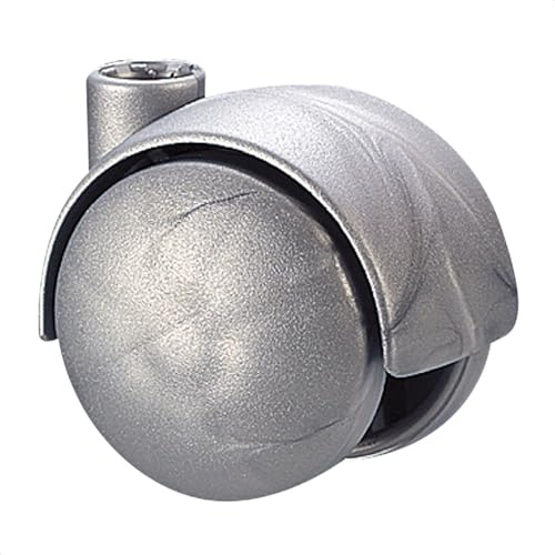 WAGNER Design Möbelrolle/Lenkrolle/Doppelrolle SILVER - hart - Durchmesser Ø 35 mm, Bauhöhe 40 mm, silberfarben, Tragkraft 30 kg - Made in Germany - 01122501