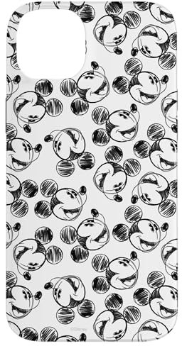 iPhone 14 Plus Disney Mickey Mouse Black and White Sketch Print Case