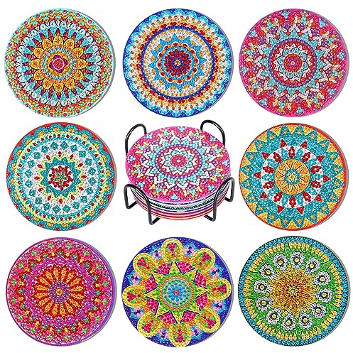 Basteln Mädchen 8-9-10-11-12 Jahre, Diamond Art Kinder ab 5 6 7 Jahre Mädchen Geschenk für 6-12 Jahre Mandala Untersetzer Basteln Mädchen 8 9 10 Jahre Kinder Geburtsgeschenke für Erwachsene
