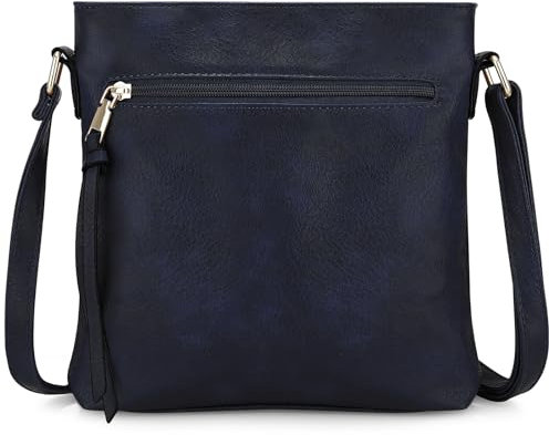 DOB SECHS Umhängetasche aus weichem PU-Leder für Damen, Crossbody-Tasche mit mehreren Taschen, verstellbarer Riemen, perfekt für den täglichen Gebrauch, PU A270, Marineblau