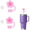 4pcs Straw Cover and Spill Stopper Set, for 0.4 Inch Straw Toppers Cherry Blossom Flower Reusable Spill Proof Stopper for Yeti, Silicone Straw Tip Lids Caps Accessories for Cup, Leak Proof