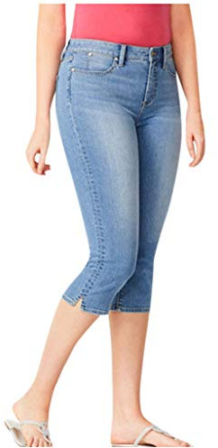 AEGJEGVD Pantacourt Femme Jean Capri Femme Grande Taille Stretch Taille Haute Jean 3/4 Style Décontracté Pantacourt d'été Jeans Leggings Collant Crayon Casual Pants Capri Pantacourt