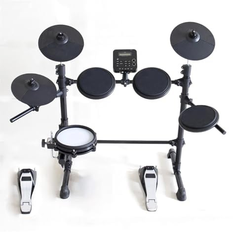 Portable Folding Four Drums And Three Cymbals Electronic Drum Kit Digital Drum Musical Instrument Electronic Drums for Beginners (Color : A)