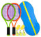 JHuiLap Kinder Tennisschläger Set – Enthält einen Schläger, 4 weiche Schaumstoffbälle, 6 Federbälle und eine Tragetasche – Ideal für Kinder für Outdoor- und Indoor-Sport (Dunkelorangegrün)