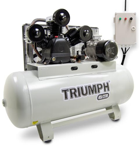 270 Litre Air Compressor 45CFM 270L 145psi Belt Driven 10 BAR 7500w 10HP Triumph 45/270 Three Phase Oil Lubricated 230V - 2 Years Warranty