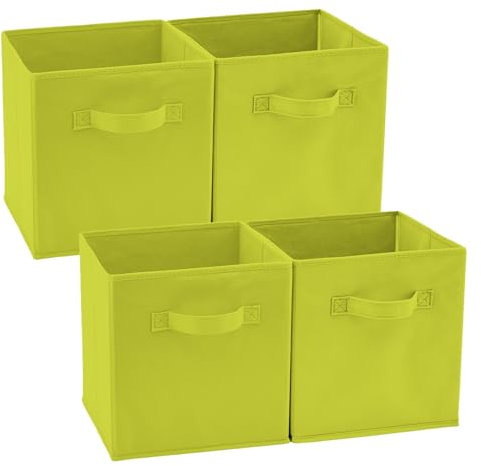 EZOWARE Aufbewahrungskörbe Faltbare Würfel-Aufbewahrungsboxen, 4er-Set, Faltbare Aufbewahrungsbox für Kleinkinder, Kinderzimmer, Zuhause, 26,7x26,7x28cm - (Granny Green)