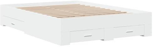 vidaXL Cama con Cajones, Somier Doble de Invitados, Estructura de Cama, Mueble para Dormitorio, Madera de Ingeniería Blanca 140x190 cm