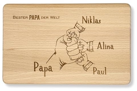 KATINGA Frühstücksbrett Papa Faust - Brotbrett mit Gravur (personalisiert)