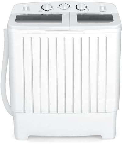COSTWAY Portable Washing Machine, 12Lbs Washer and 8Lbs Spinner, Grey+White