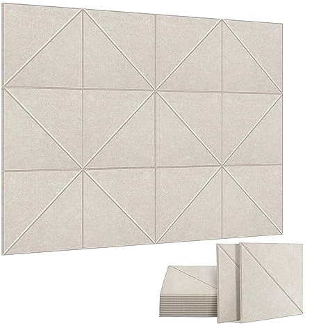 12er-Pack Akustikpaneele, 12x12 Dekorative Schalldämmplatten, Wand- und Deckenakustikpaneele Flach Camel Einfache Installation