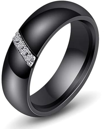 BISONBLUE Ringe Herren Rings Damen Ring Modeaccessoires Mode Weiß Schwarz Keramik Ringe Für Frauen Glatte Oberfläche Zirkon Frauen Ring Hochzeit Engagement 8 s4