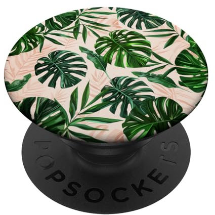 Tropische Pflanze Monstera Muster Sommer Ästhetik PopSockets mit austauschbarem PopGrip