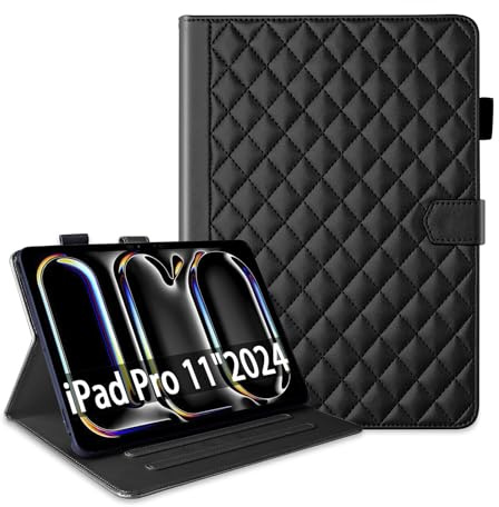Custodia Cover per iPad Pro 11 Pollici 2024 (5ª Generazione) PU Pelle Funzione di Supporto iPad Pro 11 M4 Tablet Case Nero