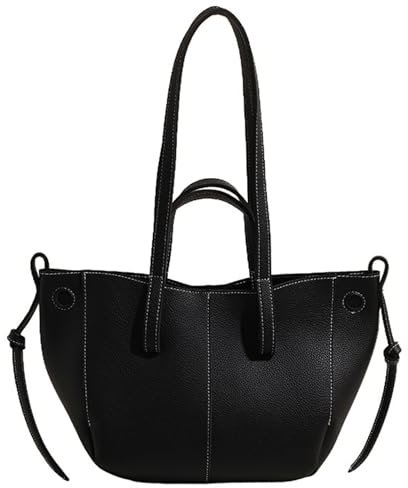FEICHANGHAO Tasche Damen Groß Leder Handtasche Umhängetasche Beuteltasche y2k Fashion Achsel Tasche Vintage-Einkaufstasche (Schwarz)