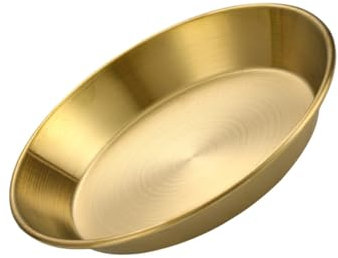 OKUMEYR Plato Redondo De Acero Inoxidable Para Comida Para Pizza Y Mariscos Fácil De Limpiar Y Almacenar