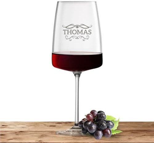 Schott Zwiesel Rotweinglas 660ml mit Namen oder Wunschtext graviert - Vivid Senses - personalisiertes Weinglas als Geschenk für Frauen und Männer - Motiv (Barock 01)
