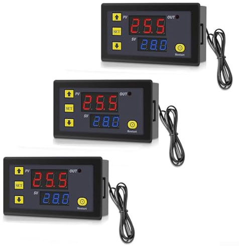 Digitaler Temperaturregler, 3 Stück, 12 V, 24 V, 110–220 V, W3230, digitaler Temperaturregler, digitaler Thermostat-Temperaturschalter für Industrie (12 V)
