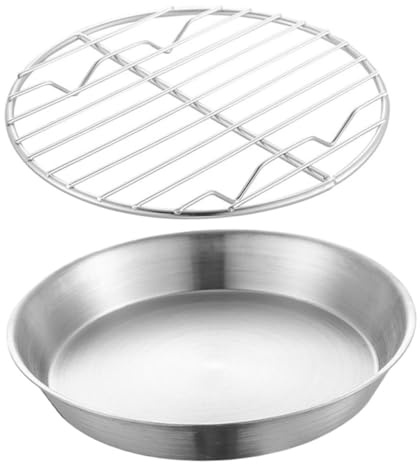 Rundes Edelstahl Backblech mit Kühlgitter, 1 Satz, Silber | Zuhause, Leicht zu Tragen, zum Abkühlen von Kuchen, Backform in Kreisform