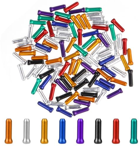 cobee Lot de 100 embouts de câble de vélo, embouts de câble de frein de vélo, embouts de câble d'accélérateur, guide de câble de vélo, pièces à sertir pour vélo de route, VTT, embout de câble à sertir