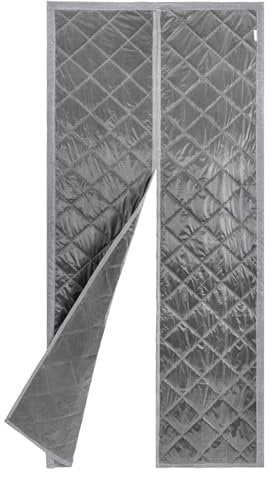 Thermal Door Curtain, Magnetic Thickened Windproof Waterproof Door Covers, Windproof Soundproofing Front Door Curtain for Air-Conditioned Rooms Heating Living Rooms, Grey, 37.4x82.68in