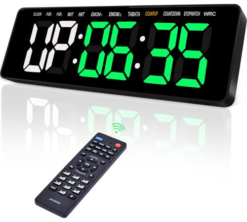 Manoive Timer Sport Minuteur Fitness,16.5 Timer,Horloge, Chronomètre, Minuteur Fitness Mural, Horloge avec Télécommande, Volume&Luminosité Réglable,pour Home Gym Garage Entraînement