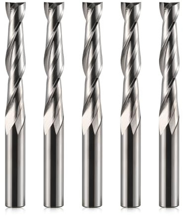 Set di 5 frese a spirale con gambo da 6 mm, diametro di taglio 6 mm, lunghezza di taglio 32 mm, fresa CNC in metallo duro per la lavorazione del legno, foro per tenone, incisione e incisione