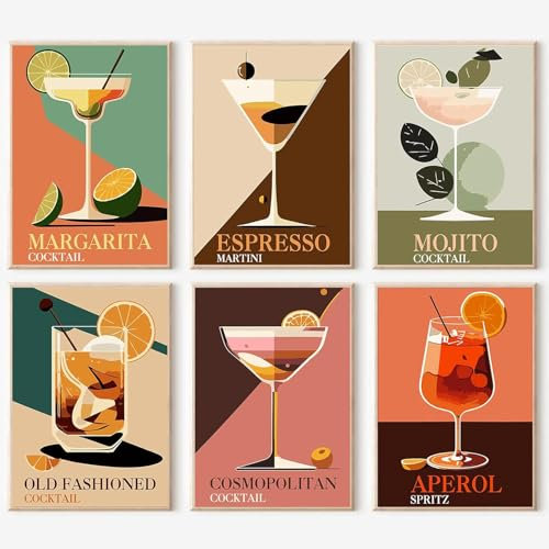 JATOK 6 Pack Paint by Numbers for Adults, Painting Kits for Beginners On Clear Colored Canvas, Easy DIY Acrylic Pigment Drawing Paintwork for Home Wall Decor, Cup 20x30cm/8x12in (no Frame