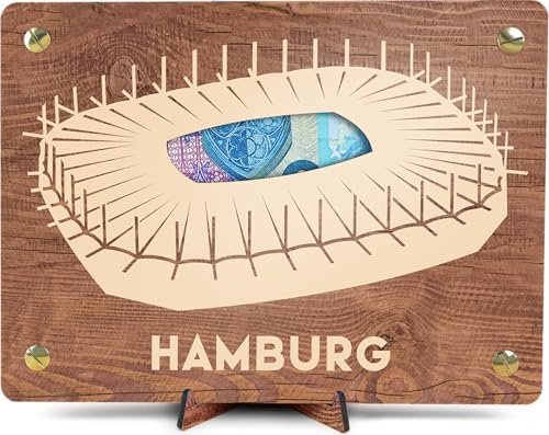 Hamburg Geldkarte - XL Geldgeschenk aus Holz inkl. Ständer | Hamburg - Hamburg Fanartikel, Hamburg Geschenk, Karte für Hamburg Fans, Geschenk Hamburg