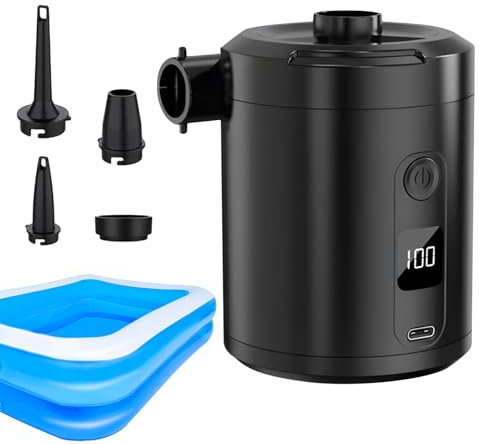 Portable Air Pump, Small Air Pumps, Electric 5200mAh Battery 4000Pa Quick Inflator Deflator, Ideal for Pool, Beach, Travel, Home, Garage, Road Trip, 280L/min