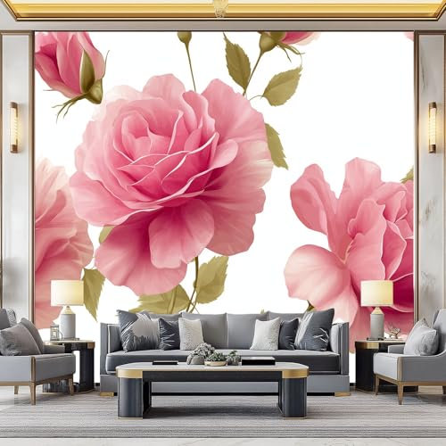 Generico Art Carta Da Parati Fotomurale Fiori Vintage Rose Romantiche Fotomurali Camera Da Letto Ufficio Soggiorno Decorazione Muro Murales 200 x 140 cm Vello Carta da parati