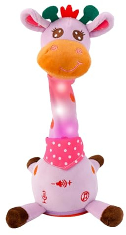 Edencomer Tanzende Giraffe Spielzeug, Singender Sprechende Musik Kuscheltier Giraffe, Lautstärke einstellbar, Interaktive Plüschtier für Kinder, Geschenke für Jungen Mädchen Erwachsene (Lila Giraffe)