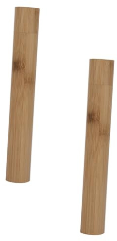 Hohopeti 2 Stück Zahnbürsten Organizer Box aus natürlichem Holz Ergonomisch Sicher Verschließbar für Badezimmer Reisen Camping und Geschäftsreisen Schadstofffrei Praktischer