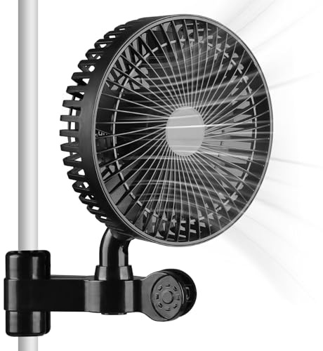 Qdreclod Grow Ventilatore con clip – 10 W potente ventilatore a clip con 4 livelli di velocità, silenzioso, piccolo per tende da coltivazione, nero