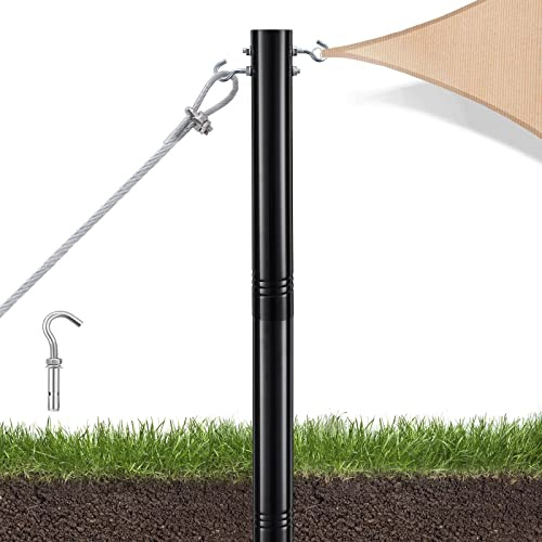 Harrms Sonnensegelmaste Schwarz, 11 FT Pfosten für Sonnensegel Metall, 63mm dicken Durchmesser Ständer Sonnensegel Befestigung Set für Garten Terrasse Hinterhof Rasen