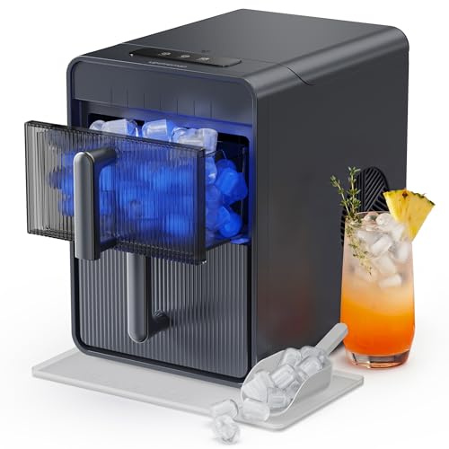Upstreman Eiswürfelmaschine mit LED, 9 Eiswürfel in 6-8 Min, BI10 | Eiswürfelmaschine Klein 2 Eisgrößen, Digitale Touch-Display, Automatische Reinigung, Ice Maker für Zuhause,Küche,Büro